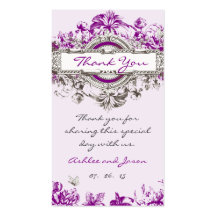 Purple Lilac Vintage Floral Wedding Thank You Tag Business Card Templates
