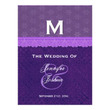 Purple Little Flowers and Dots Wedding V2 Custom Invitation