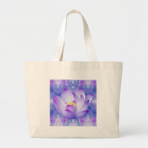 Purple lotus flower and fractal crystals canvas bag