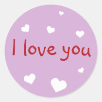Purple love you Valentine's day custom party favou stickers