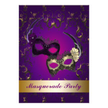 Purple Mardi Gras Mask Masquerade Party Invitation
