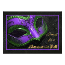 Purple Mask Masquerade Ball Halloween Invitation