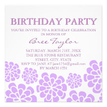 Purple Mod Flower Design Birthday Invitation