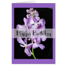 Purple Mokara Orchid Birthday Greeting Card