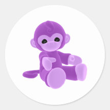 Purple Monkey Round Stickers