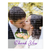 Purple Orchid Wedding Thank You Postcard