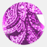 PURPLE PAISLEY COLLAGE PRINT ROUND STICKERS