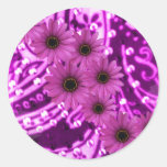 PURPLE PAISLEY DAISIES ROUND STICKER