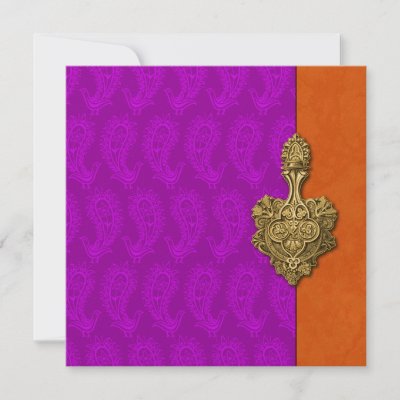 Purple Paisley Peacock Indian Wedding Invitation by IndianInspirations