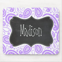 Purple Paisley Vintage Chalkboard look Mouse Pad