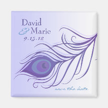 Purple Peacock Feather Save The Date Magnet