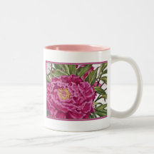 Purple Peony Flowers Garden Painting Coffee Mug