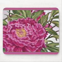 Purple Peony Flowers Garden Painting Mouse Pad