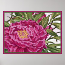 Purple Peony Flowers Garden Painting Print