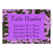 Purple Phlox Wedding Table Place Card Template