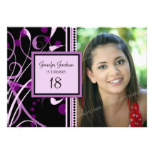 Purple Photo 18th Birthday Party Invitations