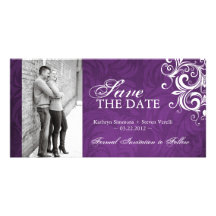 Purple Photo Save The Date Invitation Photo Card