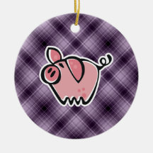Purple Pig Christmas Ornaments