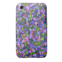 Purple Pink Abstract Mosaic Pattern Case-Mate iPhone 3 Case