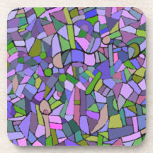 Purple Pink Abstract Mosaic Pattern Drink Coaster