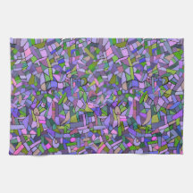 Purple Pink Abstract Mosaic Pattern Hand Towel