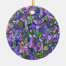 Purple Pink Abstract Mosaic Pattern Christmas Ornaments