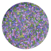 Purple Pink Abstract Mosaic Pattern Plates