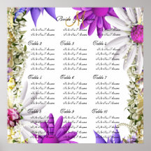Purple pink wedding seating charts print