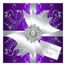 Purple Pink Womans 30th Birthday Party Personalized Invitation