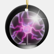Purple Plasma Ball Ceramic Tree Ornament