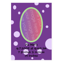 Purple Polka Dot Birth Announcement Cards Business Cards