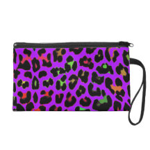 Purple Pop Leopard Wristlet