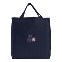 Purple Power embroidered bags