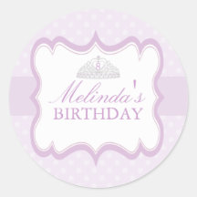 Purple Princess Tiara Girls Birthday Sticker