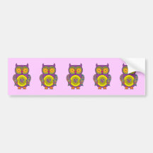 Purple Psychedelic Owl Bumper Sticker
