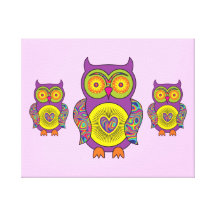 Purple Psychedelic Owl Canvas Print