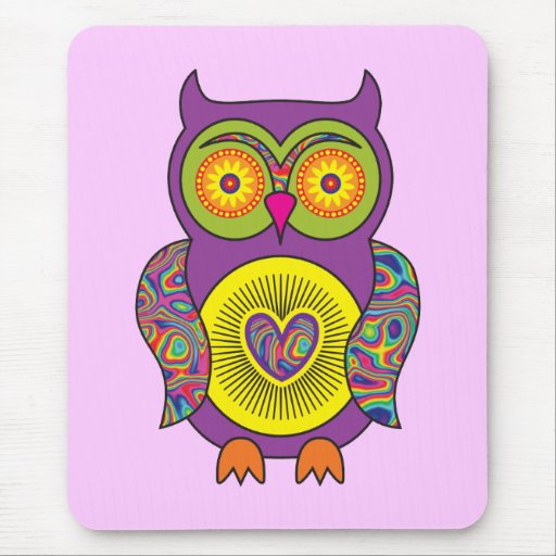 Purple Psychedelic Owl Mousemat