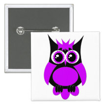Purple Punk Owl Button