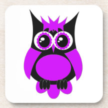 Purple Punk Owl Cork Coaster