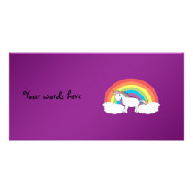 Purple rainbow unicorn gifts photo card