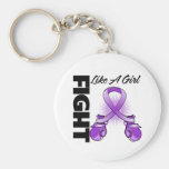 Purple Ribbon Fight Like A Girl Keychains