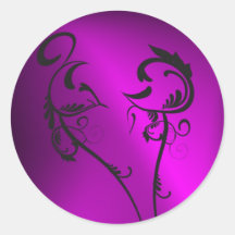 purple rose round sticker