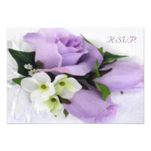 Purple Rose Wedding RSVP Personalized Invitation