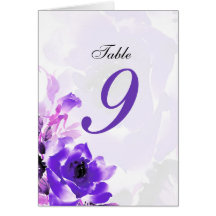 Purple Rose Wedding Table Seating Number Cards