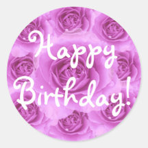 Purple Roses Birthday Sticker
