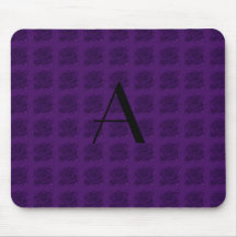 Purple roses monogram mouse mats
