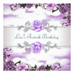 Purple Roses Womans 40th Birthday Party Personalized Announcement