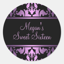 Purple Royal Damask Sticker