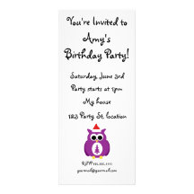 Purple santa owl invitation