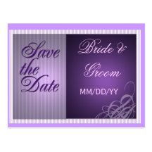 Purple save the date card postcards